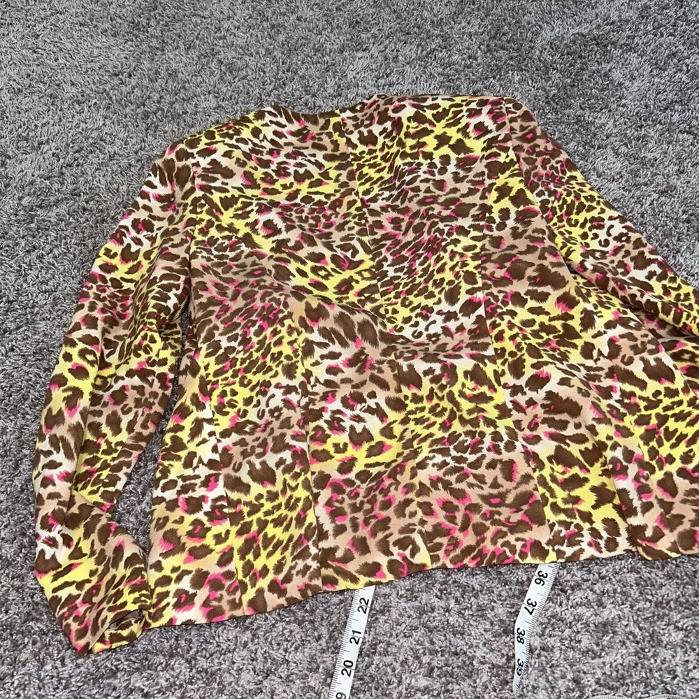Audrey B Animal Print Blazer Jacket Pink Yellow Brown - Size 8 - Picture 8 of 8
